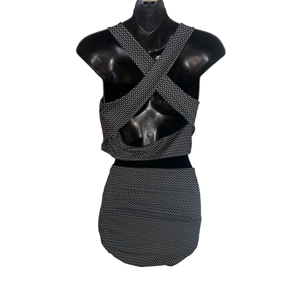 Albion High Waisted Ruched 2 piece Set Black Dashed Print Size XXL Swimsuit - Picture 10 of 12